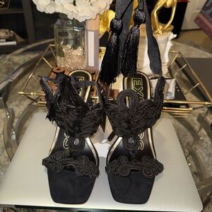 Express Black Tassel Heels